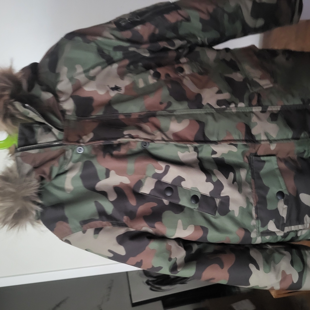 Kids Camouflage Jacket with Faux Fur Trim